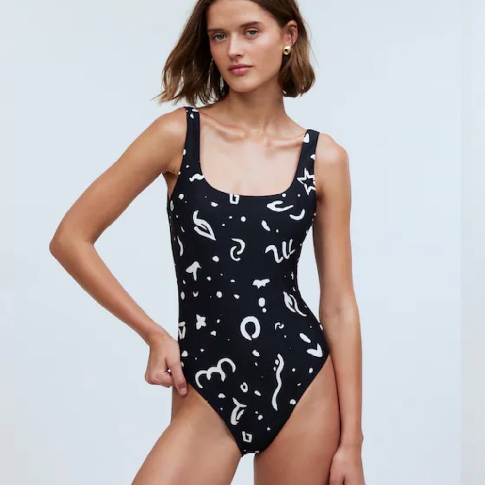 Madewell Black and White One Piece Swimsuit
